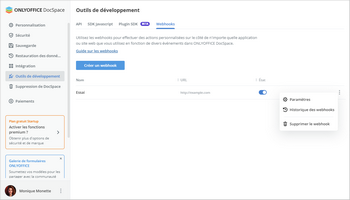 Utiliser des webhooks dans DocSpace