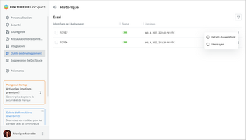 Utiliser des webhooks dans DocSpace