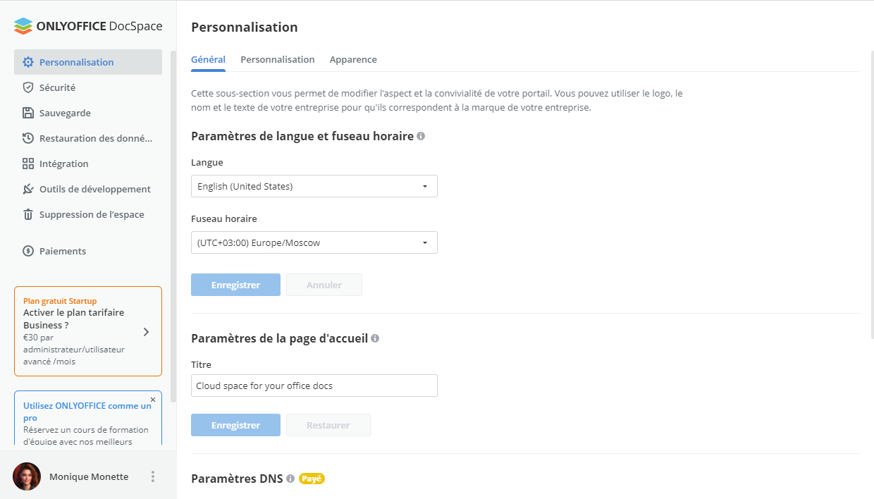Personnaliser DocSpace