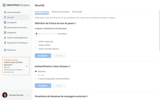 Modification des paramètres d'accès à  DocSpace