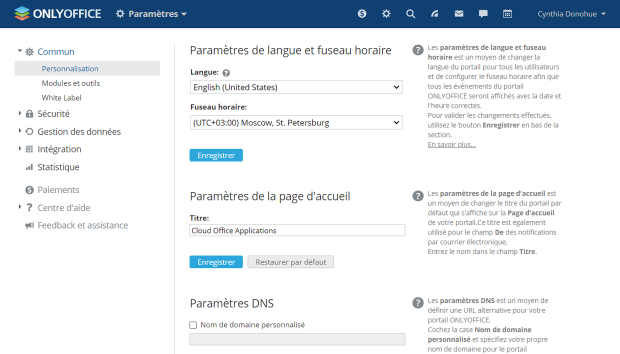Personnalisation du portail