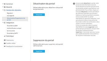 Désactivation / Suppression du portail