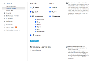Gestion des modules du portail