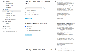 Modification des paramètres d'accès