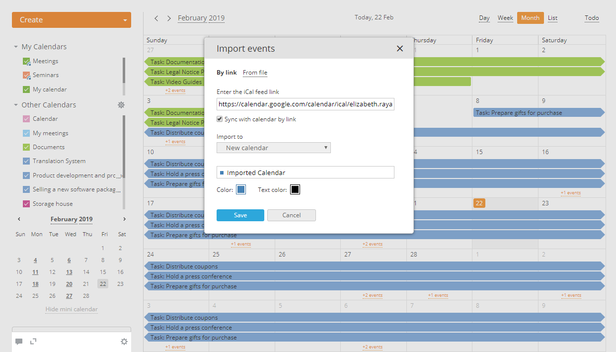 Importing events