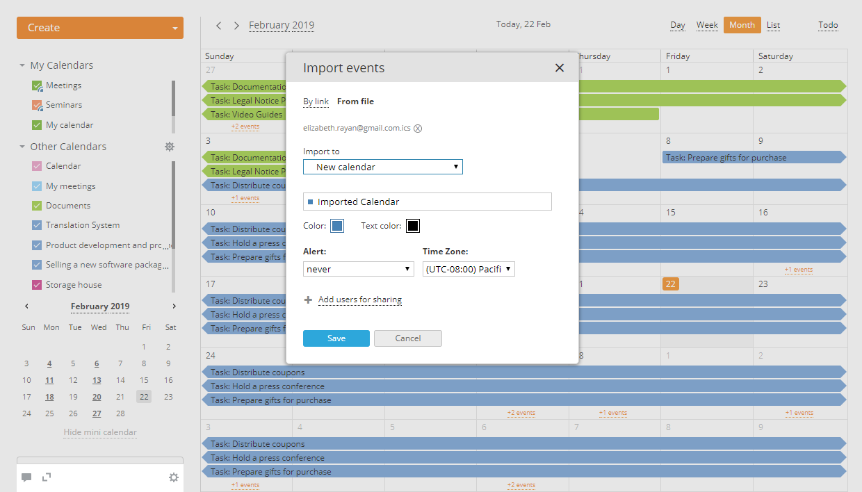 Importing events