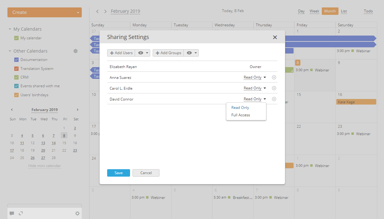Sharing Calendars