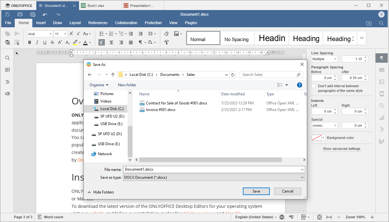 Saving documents