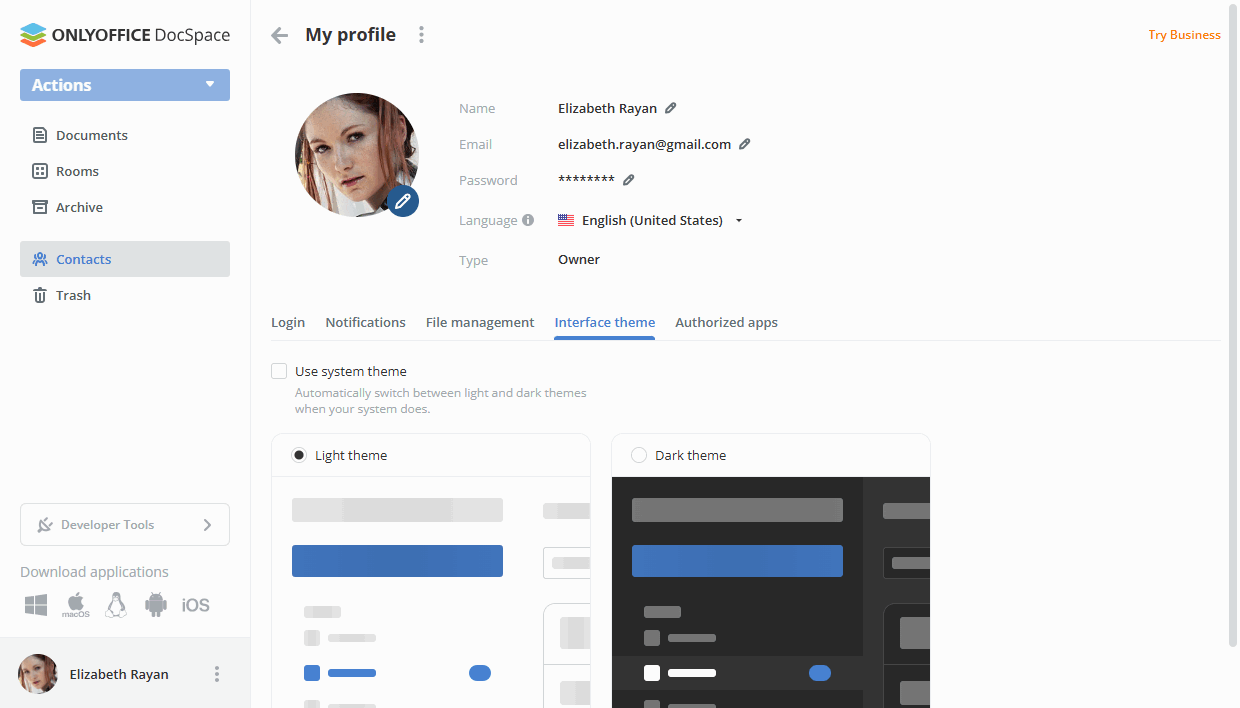 Editing profiles