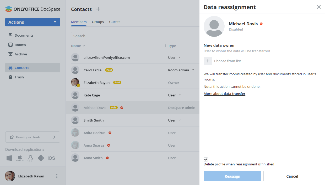 Reassigning data