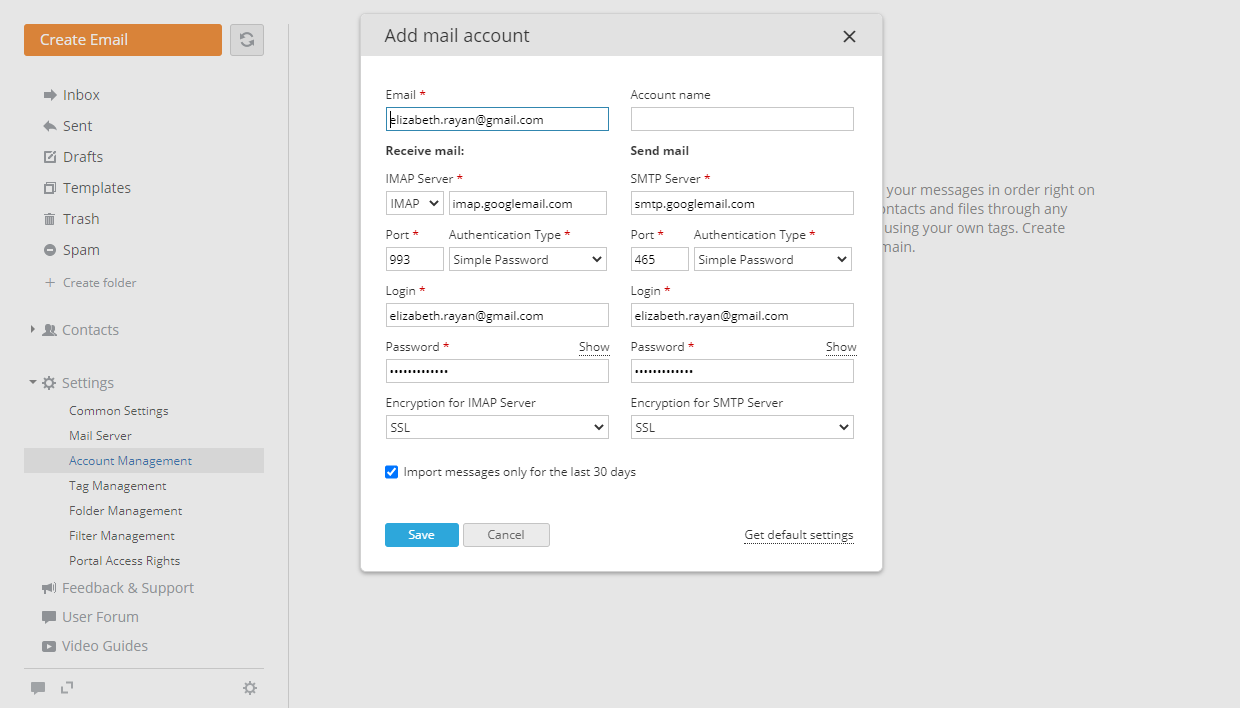 Create Account - Advanced