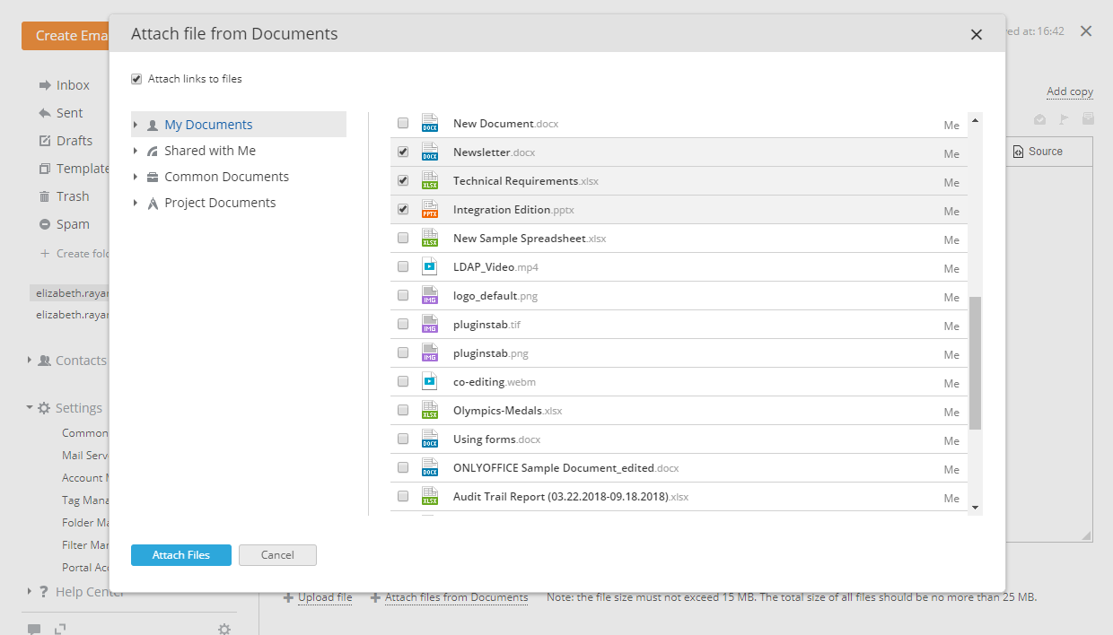 Attach links to files