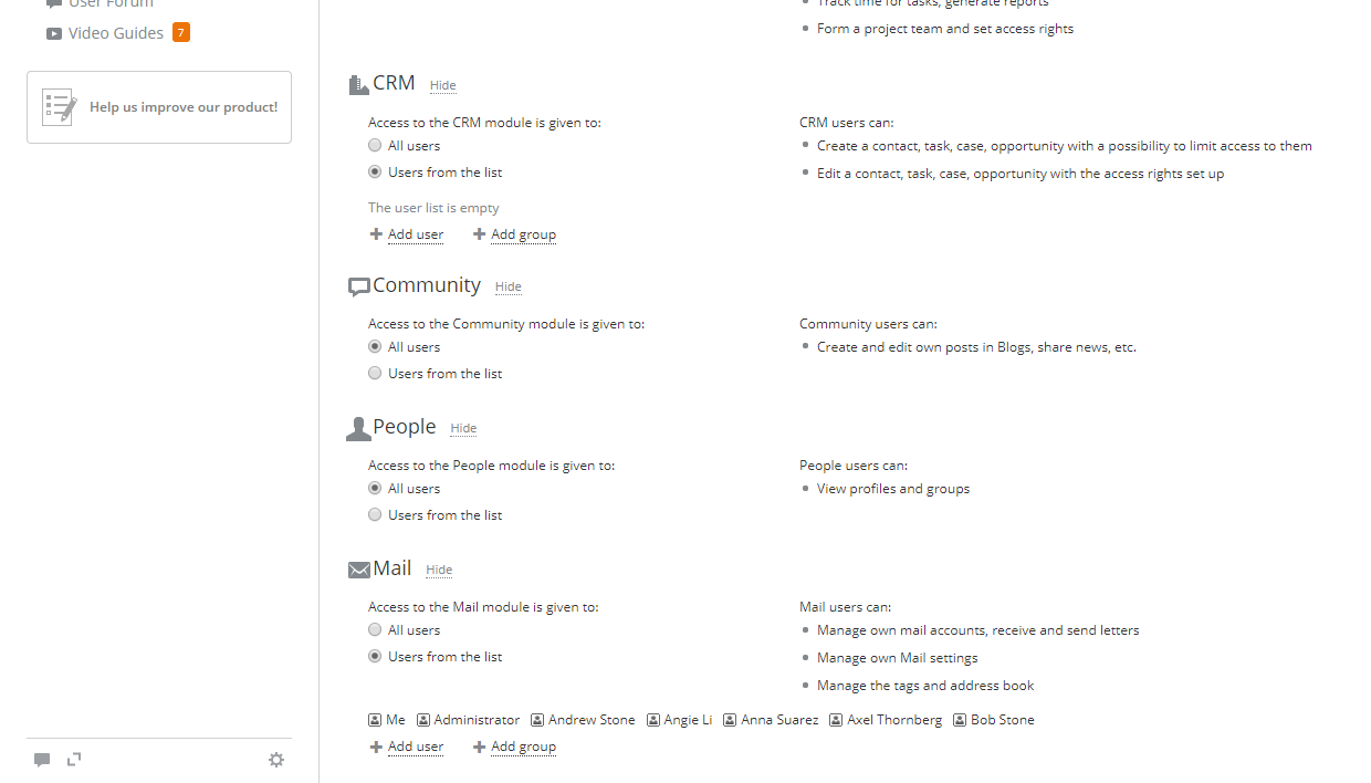 Change Mail Module Settings