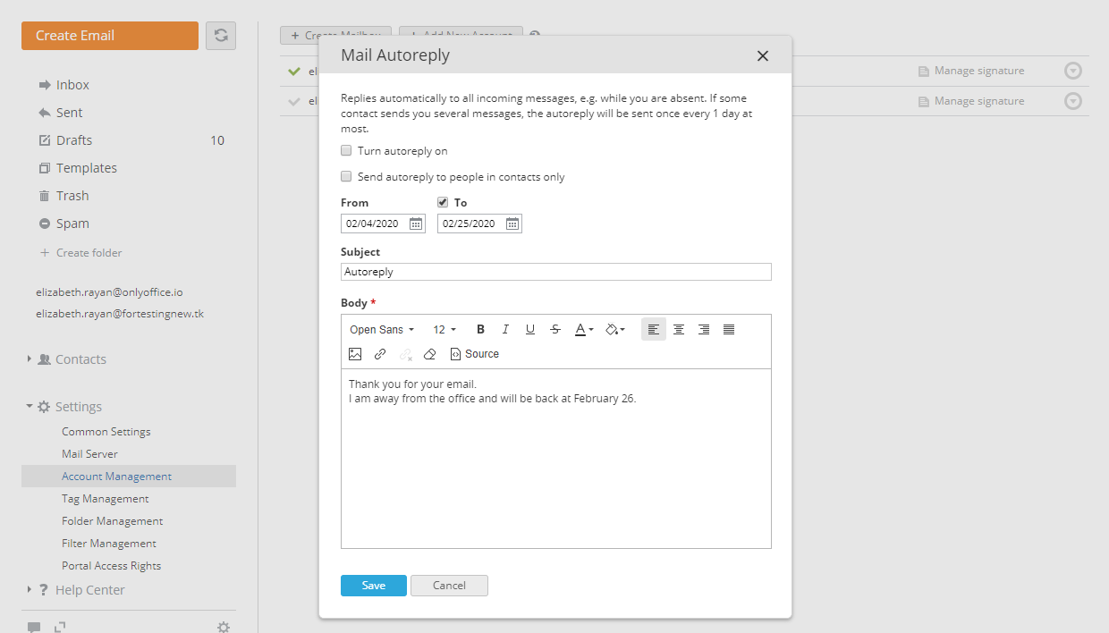 Mail Autoreply