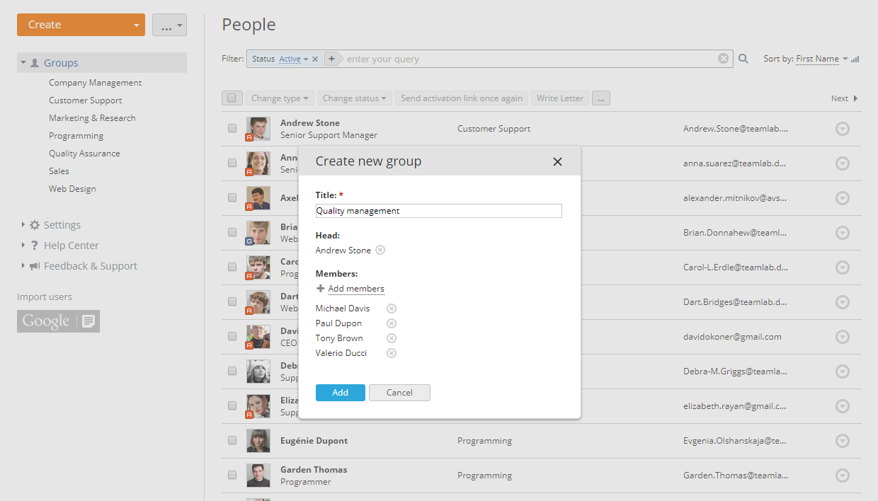 Adding Groups