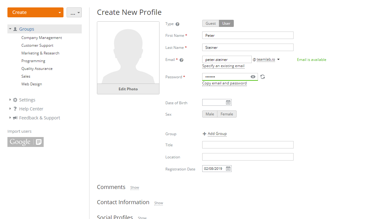 Adding Users