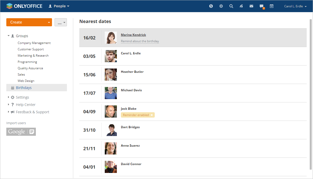 Tracking Birthdays