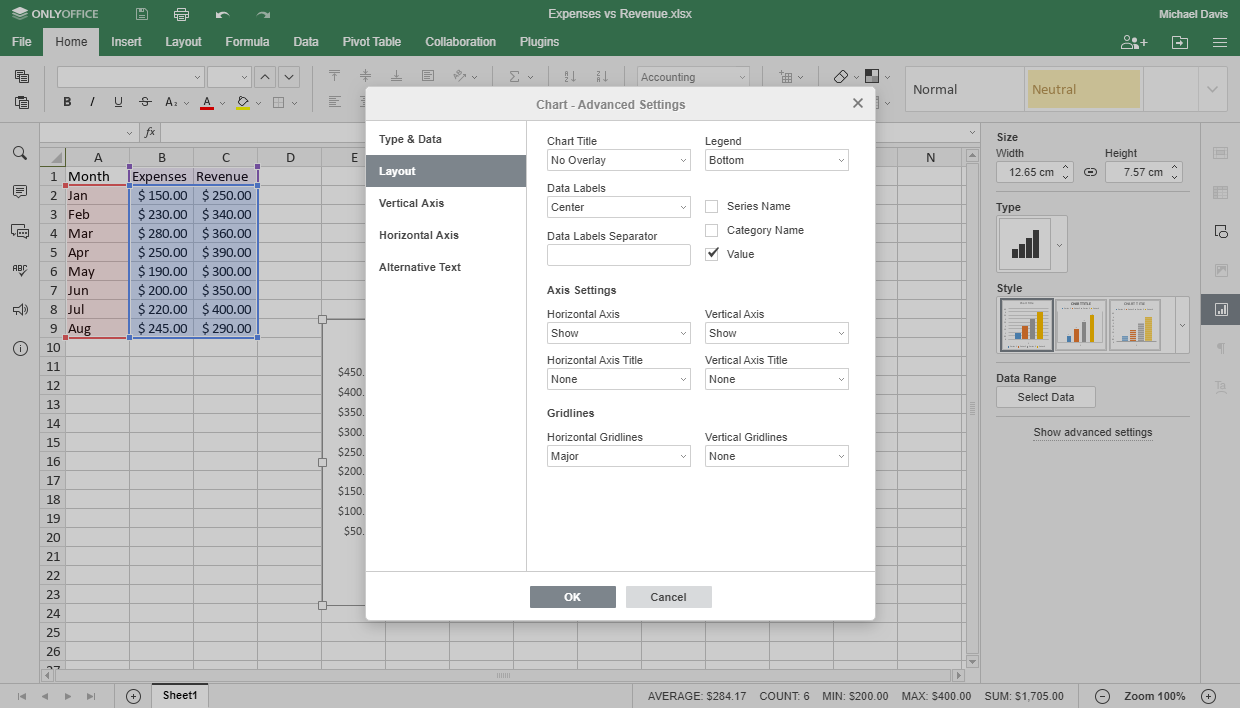 how to make a chart in excel Step 3