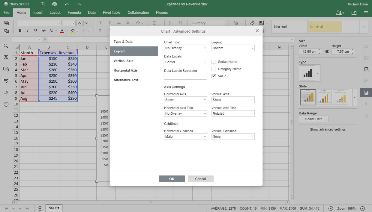 how to make a chart in excel Step 3