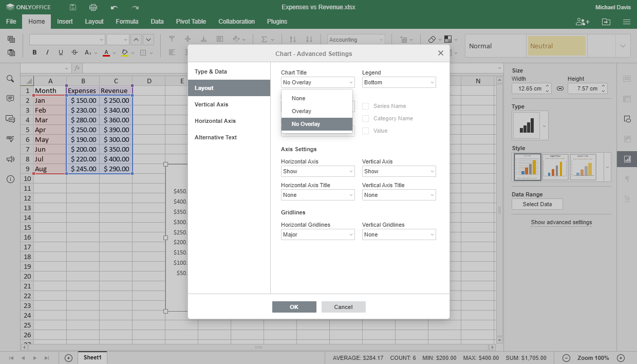 how to make a chart in excel Step 3