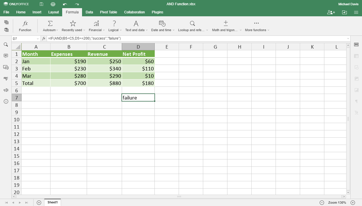 if and excel Step 2