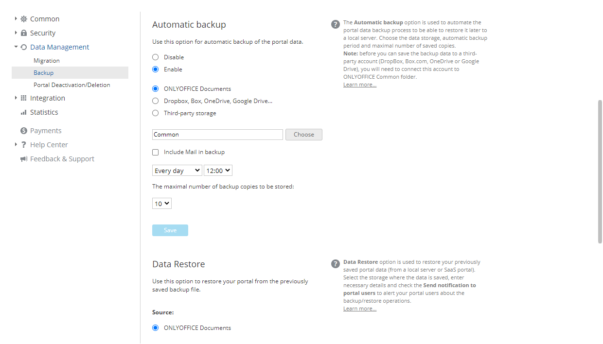 Automatic backup