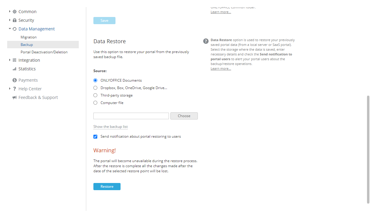 Data Restore