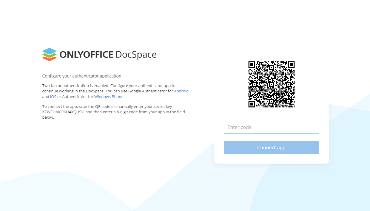 Using two-factor authentication in DocSpace