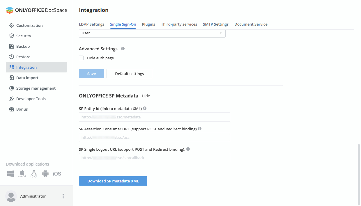 Enabling Single Sign-on in DocSpace