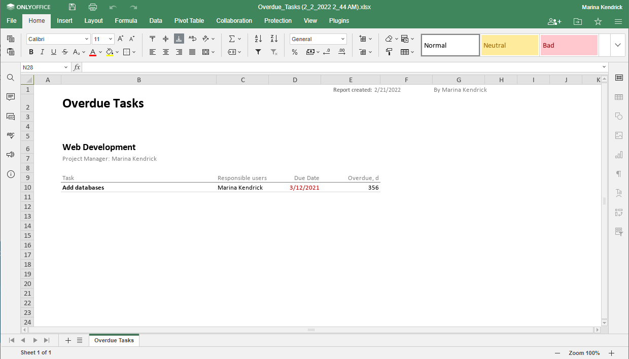 Report types Overdue Tasks