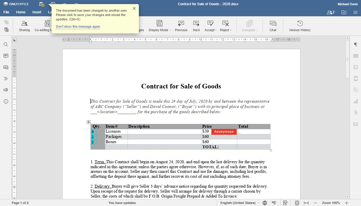 How to co-edit the document online? Step 4