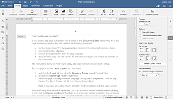 page numbers in word Step 1