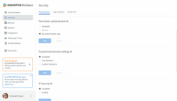 Using two-factor authentication in DocSpace