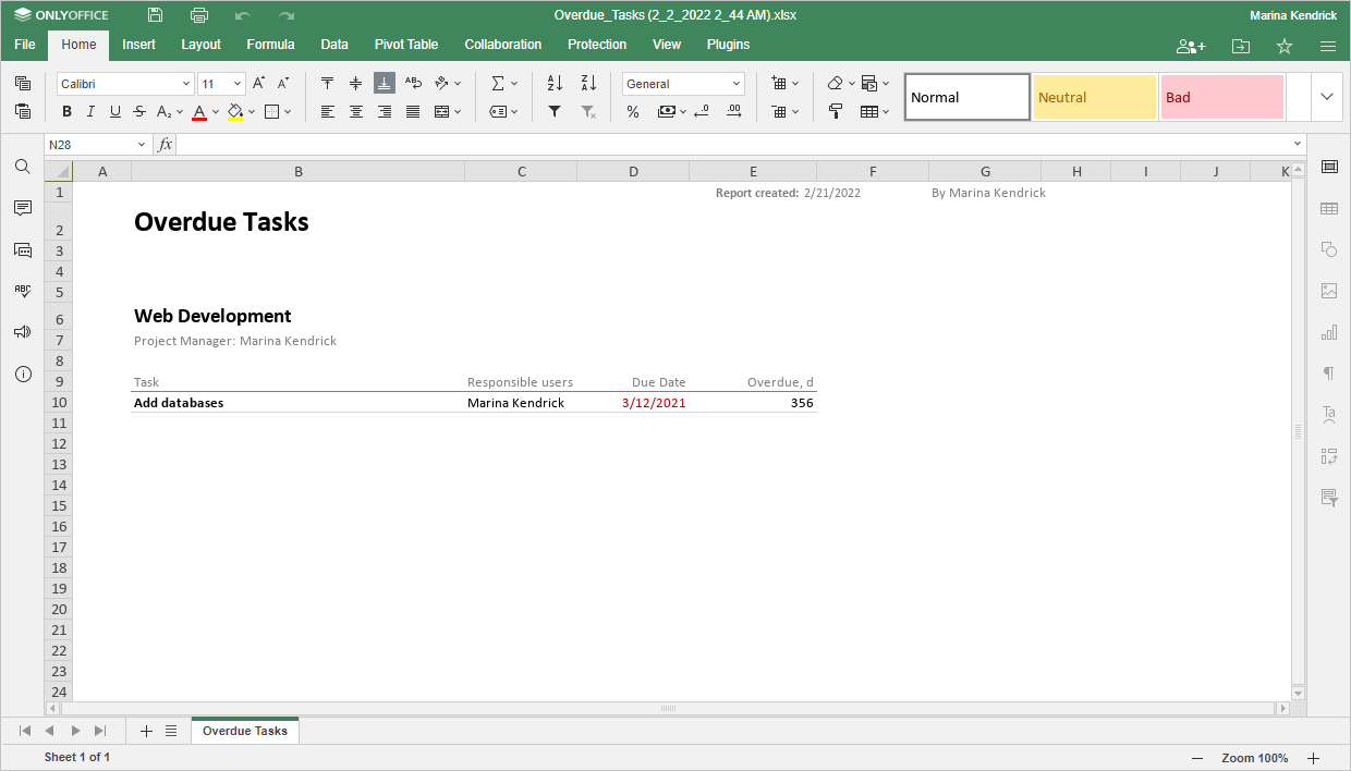 Report types Overdue Tasks