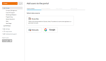 How to add users using the contact information from Google? Step 1