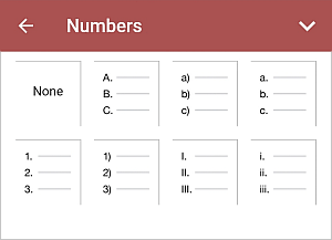 Paragraph List settings