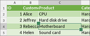 Cell selection handles