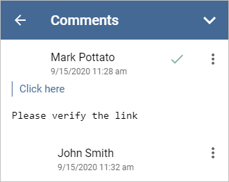 Comments panel