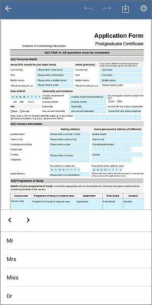 Dropdown list