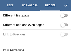 Header settings