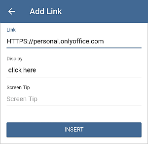 Hyperlink Settings window