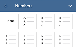 List settings