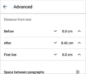 Paragraph spacing settings local