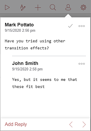 Comments panel