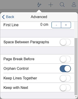 Paragraph Advanced settings