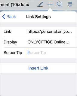 Hyperlink Settings window