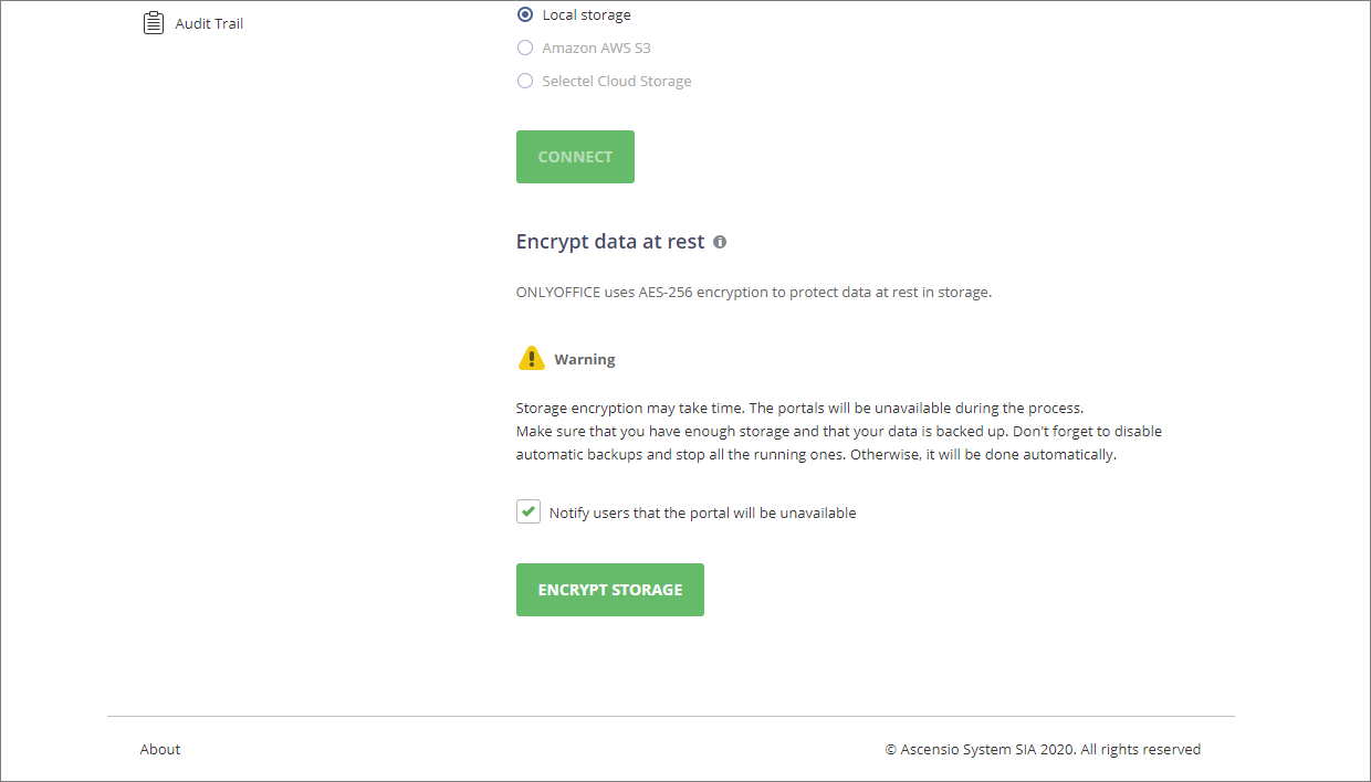 Encrypt storage