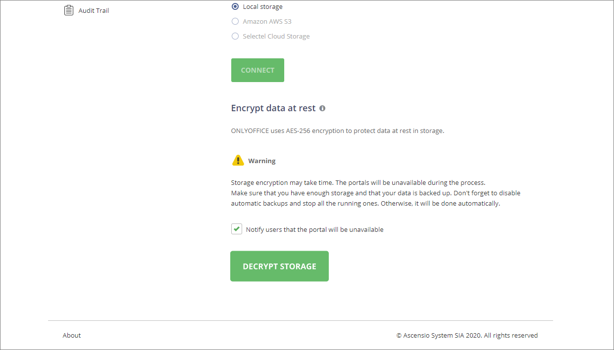 Decrypt storage
