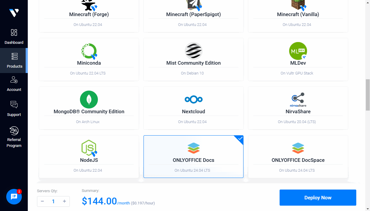Create your instance in Vultr