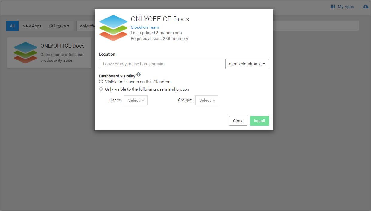 Configure ONLYOFFICE Docs in Cloudron